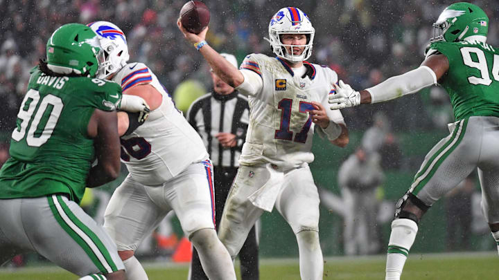 Buffalo Bills quarterback Josh Allen against the Philadelphia Eagles at Lincoln Financial Field.