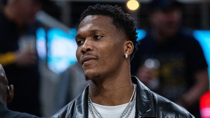 Indiana Pacers guard/forward Bennedict Mathurin (00) in the first half against the New Orleans Pelicans at Gainbridge Fieldhouse.