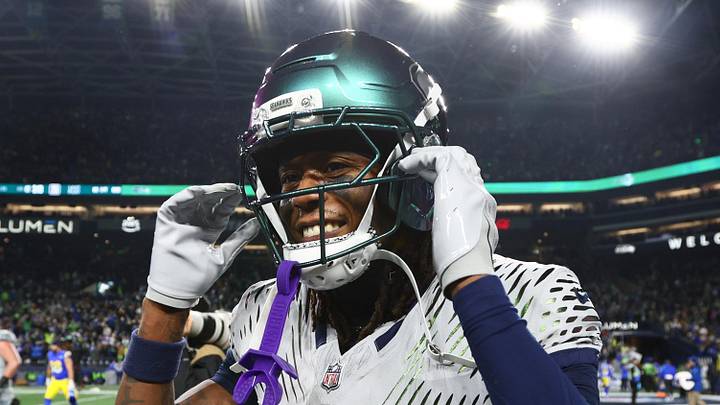 Seattle Seahawks wide receiver Rashid Shaheed (22) celebrates after defeating the Los Angeles Rams