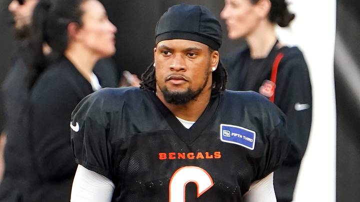 Cincinnati Bengals safety Bryan Cook (6) attends training camp, Friday, Aug. 7, 2026, at Paycor Stadium in Downtown Cincinnati.