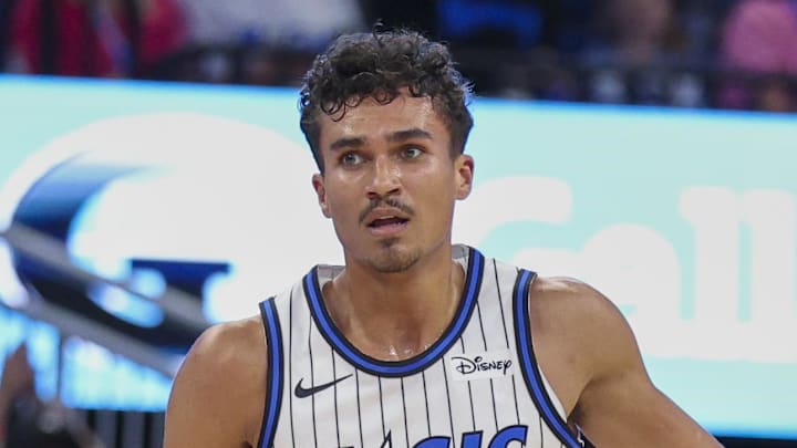 Orlando Magic forward Tristan da Silva (23) reacts after making a three point basket against the Miami Heat in the second quarter at Kia Center on October 22, 2025.