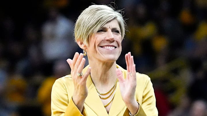 Iowa head coach Jan Jensen reacts during a game. Iowa head coach Jan Jensen reacts during a game.