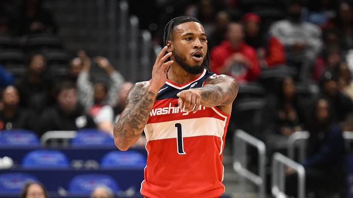 Oct 26, 2025; Washington, District of Columbia, USA; Washington Wizards forward Cam Whitmore (1) reacts after a play against the Charlotte Hornets during the first quarter at Capital One Arena. Mandatory Credit: Rafael Suanes-Imagn Images Oct 26, 2025; Washington, District of Columbia, USA; Washington Wizards forward Cam Whitmore (1) reacts after a play against the Charlotte Hornets during the first quarter at Capital One Arena. Mandatory Credit: Rafael Suanes-Imagn Images