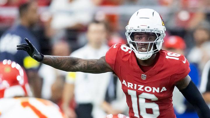 Aug 9, 2025; Glendale, Arizona, USA; Arizona Cardinals cornerback Max Melton (16) against the Kansas City Chiefs during a preseason NFL game at State Farm Stadium. Mandatory Credit: Mark J. Rebilas-Imagn Images Aug 9, 2025; Glendale, Arizona, USA; Arizona Cardinals cornerback Max Melton (16) against the Kansas City Chiefs during a preseason NFL game at State Farm Stadium. Mandatory Credit: Mark J. Rebilas-Imagn Images