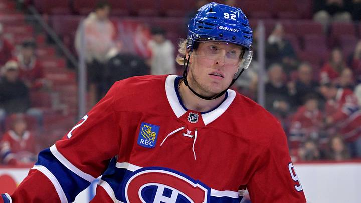 Sep 22, 2025; Montreal, Quebec, CAN; Montreal Canadiens forward Patrik Laine (92) skates during the warmup period before the game against the Pittsburgh Penguins at the Bell Centre. Mandatory Credit: Eric Bolte-Imagn Images