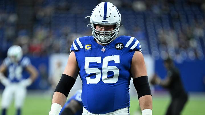 Nov 30, 2025; Indianapolis, Indiana, USA; Indianapolis Colts guard Quenton Nelson (56) warms up before a game against the Houston Texans at Lucas Oil Stadium. Mandatory Credit: Robert Goddin-Imagn Images Nov 30, 2025; Indianapolis, Indiana, USA; Indianapolis Colts guard Quenton Nelson (56) warms up before a game against the Houston Texans at Lucas Oil Stadium. Mandatory Credit: Robert Goddin-Imagn Images