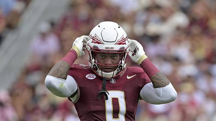 Sep 20, 2025; Tallahassee, Florida, USA; Florida State Seminoles defensive back Earl Little Jr. (0) during the first half of the game against the Kent State Golden Flashes at Doak S. Campbell Stadium. Mandatory Credit: Melina Myers-Imagn Images