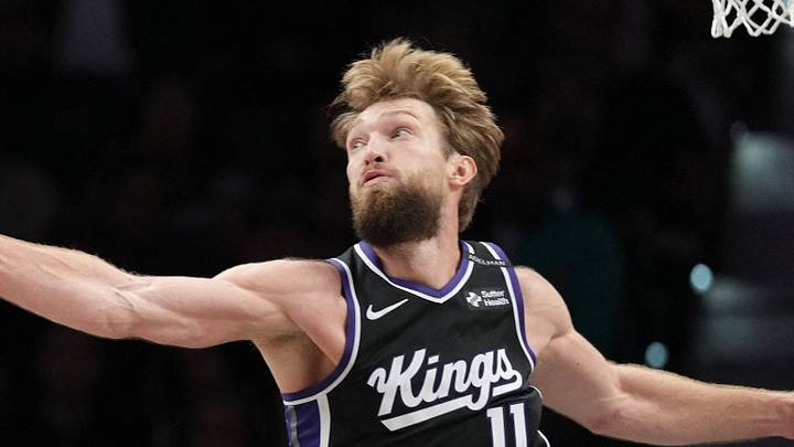 Oct 16, 2026; San Antonio, Texas, USA;  Sacramento Kings guard Nique Clifford (10) reaches for the ball ahead of teammate forward Domantas Sabonis (11) and San Antonio Spurs forward Keldon Johnson (3) during the second half against the San Antonio Spurs at Frost Bank Center.  Mandatory Credit: Scott Wachter-Imagn Images