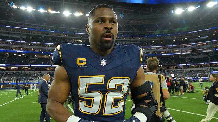 Oct 23, 2025; Inglewood, California, USA; Los Angeles Chargers edge rusher Khalil Mack (52) after the game at SoFi Stadium. Mandatory Credit: Jayne Kamin-Oncea-Imagn Images Oct 23, 2025; Inglewood, California, USA; Los Angeles Chargers edge rusher Khalil Mack (52) after the game at SoFi Stadium. Mandatory Credit: Jayne Kamin-Oncea-Imagn Images