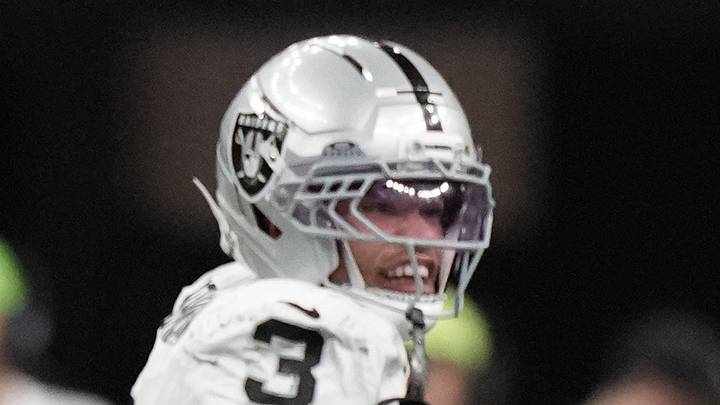 Sep 27, 2026; New Orleans, Louisiana, USA; Las Vegas Raiders cornerback Taron Johnson (3) reacts in the fourth quarter against the New Orleans Saints at Caesars Superdome. Mandatory Credit: Matthew Hinton-Imagn Images Sep 27, 2026; New Orleans, Louisiana, USA; Las Vegas Raiders cornerback Taron Johnson (3) reacts in the fourth quarter against the New Orleans Saints at Caesars Superdome. Mandatory Credit: Matthew Hinton-Imagn Images