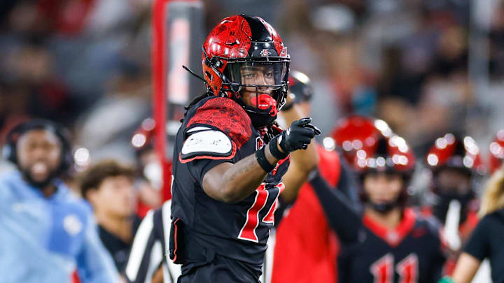 Oct 3, 2025; San Diego, California, USA; San Diego State Aztecs wide receiver Mikey Welsh. Oct 3, 2025; San Diego, California, USA; San Diego State Aztecs wide receiver Mikey Welsh.