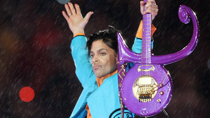 Prince performing during the Super Bowl Halftime Show in 2007