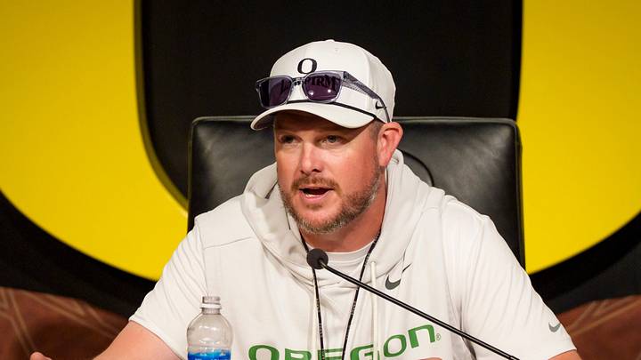 Oregon head coach Dan Lanning speaks during a press conference on Aug. 15, 2026, at the Hatfield-Dowlin Complex in Eugene, Oregon. Oregon head coach Dan Lanning speaks during a press conference on Aug. 15, 2026, at the Hatfield-Dowlin Complex in Eugene, Oregon.