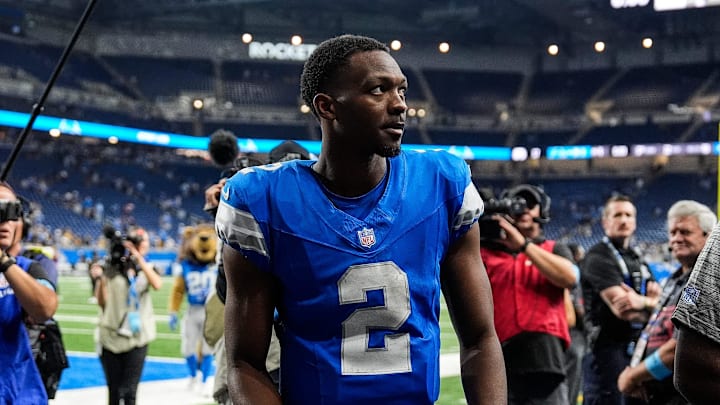 Detroit Lions quarterback Hendon Hooker (2) waves at fans at Ford Field Detroit Lions quarterback Hendon Hooker (2) waves at fans at Ford Field