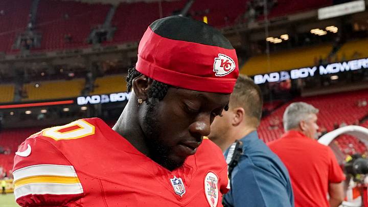 Aug 22, 2024; Kansas City, Missouri, USA; Kansas City Chiefs cornerback Ekow Boye-Doe (40) leaves the field after the game against the Chicago Bears at GEHA Field at Arrowhead Stadium. Mandatory Credit: Denny Medley-USA TODAY Sports