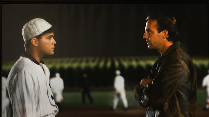 Ray Liotta as Shoeless Joe Jackson and Kevin Costner as Ray Kinsella in "Field of Dreams"