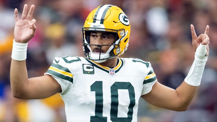Green Bay Packers quarterback Jordan Love (10) reacts against the Arizona Cardinals last season.