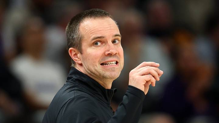 Phoenix Suns head coach Jordan Ott reacts against the Utah Jazz in the second half at Mortgage Matchup Center on March 28, 2026. Phoenix Suns head coach Jordan Ott reacts against the Utah Jazz in the second half at Mortgage Matchup Center on March 28, 2026.