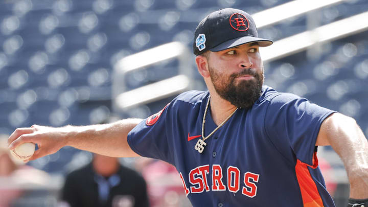 Mar 26, 2023; West Palm Beach, Florida, USA;  Houston Astros starting pitcher Jose Urquidy (65) throws a pitch during the first inning against the St. Louis Cardinals at The Ballpark of the Palm Beaches. Mandatory Credit: Reinhold Matay-Imagn Images