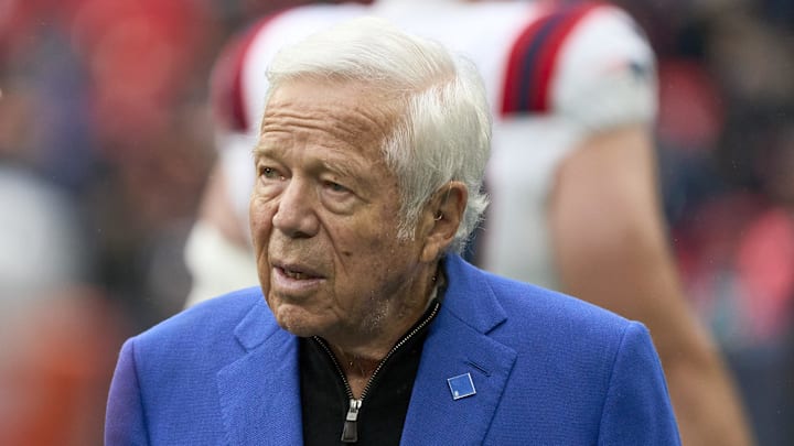 Oct 20, 2024; London, United Kingdom; New England Patriots owner Robert Kraft  before an NFL International Series game at Wembley Stadium. Mandatory Credit: Peter van den Berg-Imagn Images