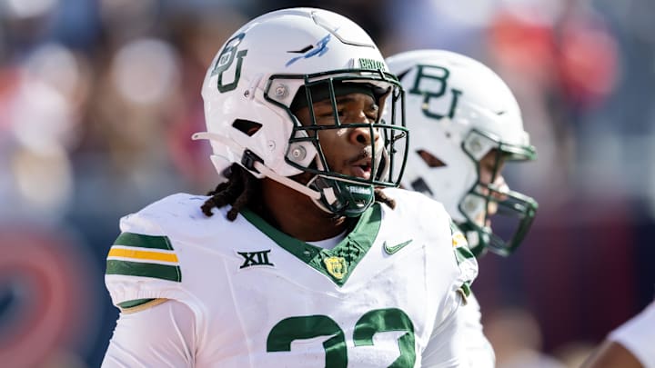 Nov 22, 2025; Tucson, Arizona, USA; Baylor Bears linebacker Emar'rion Winston (32) against the Arizona Wildcats at Casino Del Sol Stadium. Mandatory Credit: Mark J. Rebilas-Imagn Images Nov 22, 2025; Tucson, Arizona, USA; Baylor Bears linebacker Emar'rion Winston (32) against the Arizona Wildcats at Casino Del Sol Stadium. Mandatory Credit: Mark J. Rebilas-Imagn Images