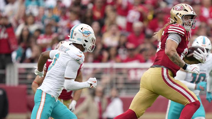 San Francisco 49ers tight end George Kittle, Miami Dolphins cornerback Chris Johnson San Francisco 49ers tight end George Kittle, Miami Dolphins cornerback Chris Johnson