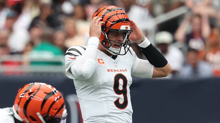 Sep 20, 2026; Houston, Texas, USA; Cincinnati Bengals quarterback Joe Burrow (9) calls an audible during the third quarter against the Houston Texans at Reliant Stadium. Mandatory Credit: Thomas Shea-Imagn Images Sep 20, 2026; Houston, Texas, USA; Cincinnati Bengals quarterback Joe Burrow (9) calls an audible during the third quarter against the Houston Texans at Reliant Stadium. Mandatory Credit: Thomas Shea-Imagn Images