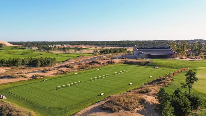 The new public grass courts at Sand Valley Resort in Nekoosa, Wisconsin.