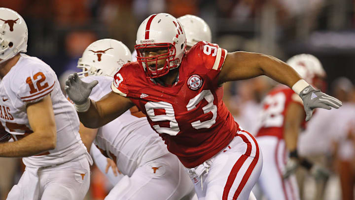 Nebraska's Ndamukong Suh, one of the best defensive linemen in college football history, pursues Texas quarterback Colt McCoy during the 2009 Big 12 championship game. Nebraska's Ndamukong Suh, one of the best defensive linemen in college football history, pursues Texas quarterback Colt McCoy during the 2009 Big 12 championship game.