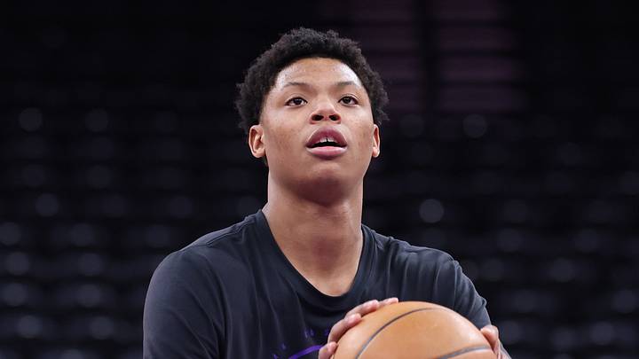Apr 10, 2026; Salt Lake City, Utah, USA; Utah Jazz guard Ace Bailey (19) warms up before the game against the Memphis Grizzlies at Delta Center. Mandatory Credit: Rob Gray-Imagn Images