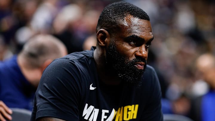 Apr 27, 2026; Denver, Colorado, USA; Denver Nuggets guard Tim Hardaway Jr. (10) before the game against the Minnesota Timberwolves during game five of the first round of the 2026 NBA Playoffs at Ball Arena. Mandatory Credit: Isaiah J. Downing-Imagn Images