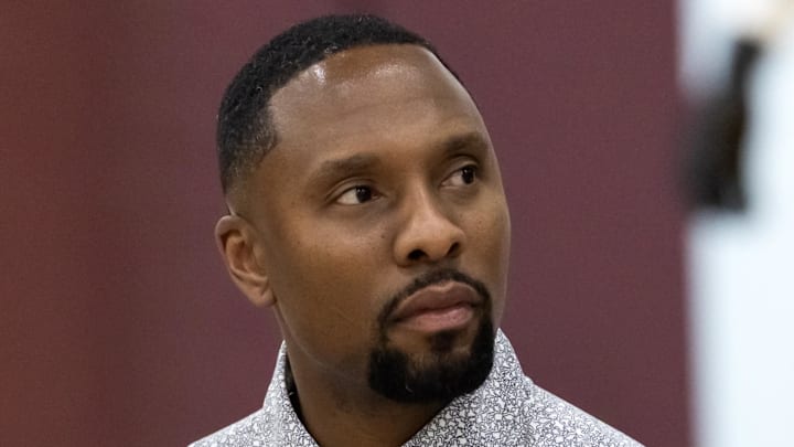 May 7, 2026; Tempe, Arizona, USA; Arizona State Sun Devils assistant coach EJ Rowland during an introductory press conference at the Weatherup Center. Mandatory Credit: Mark J. Rebilas-Imagn Images