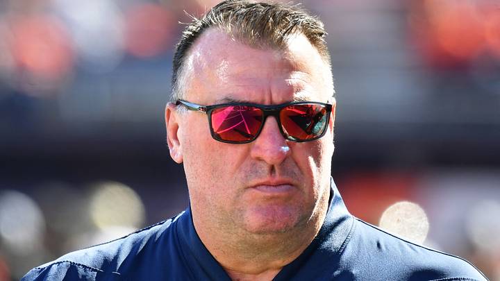 Oct 3, 2026; Champaign, Illinois, USA;  Illinois Fighting Illini head coach Bret Bielema before a game against the Purdue Boilermakers at Gies Memorial Stadium. Mandatory Credit: Ron Johnson-Imagn Images