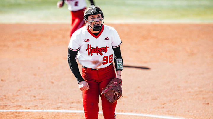 Jordy Bahl in the circle during her no-hit performance Saturday against Northern Colorado.