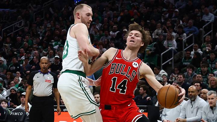 Feb 11, 2026; Boston, Massachusetts, USA; Chicago Bulls forward Matas Buzelis (14) goes past Boston Celtics forward Sam Hauser (30) during the second half at TD Garden. Mandatory Credit: Winslow Townson-Imagn Images Feb 11, 2026; Boston, Massachusetts, USA; Chicago Bulls forward Matas Buzelis (14) goes past Boston Celtics forward Sam Hauser (30) during the second half at TD Garden. Mandatory Credit: Winslow Townson-Imagn Images