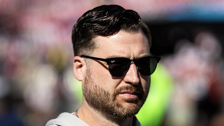 Feb 8, 2026; Santa Clara, CA, USA; Seattle Seahawks quarterbacks coach Andrew Janocko against the New England Patriots during Super Bowl LX at Levi's Stadium. Mandatory Credit: Mark J. Rebilas-Imagn Images