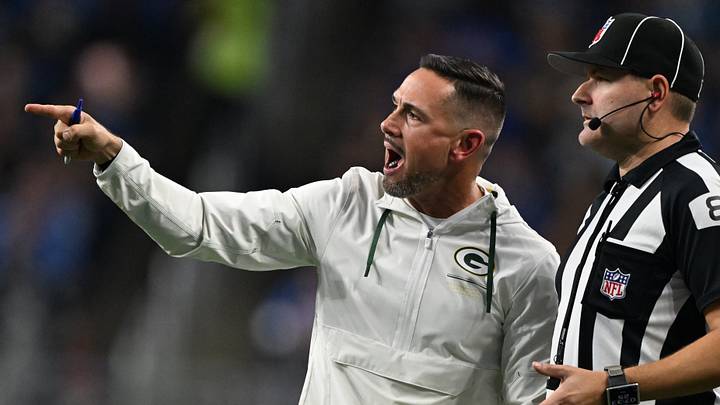 Green Bay Packers coach Matt LaFleur reacts after a call during the third quarter against the Detroit Lions at Ford Field. Green Bay Packers coach Matt LaFleur reacts after a call during the third quarter against the Detroit Lions at Ford Field.