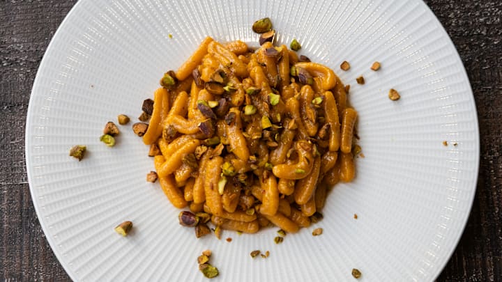 Carrot Cavatelli with Lemon Brown Butter, Parmesan, and Toasted Pistachios