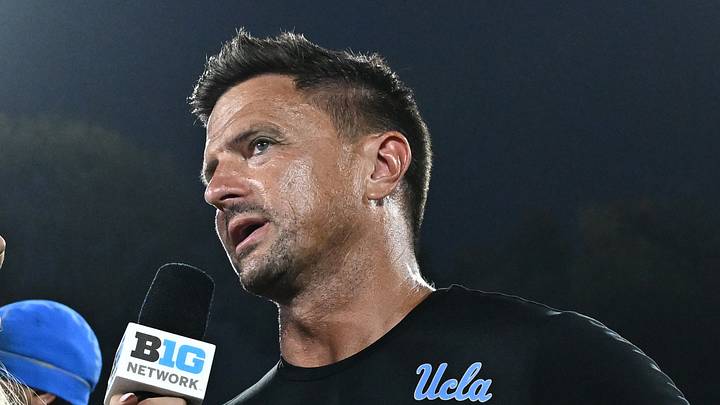 Sep 12, 2026; Pasadena, California, USA; UCLA head coach Bob Chesney is interviewed after defeating San Diego State at the Rose Bowl. Mandatory Credit: William Liang-Imagn Images Sep 12, 2026; Pasadena, California, USA; UCLA head coach Bob Chesney is interviewed after defeating San Diego State at the Rose Bowl. Mandatory Credit: William Liang-Imagn Images