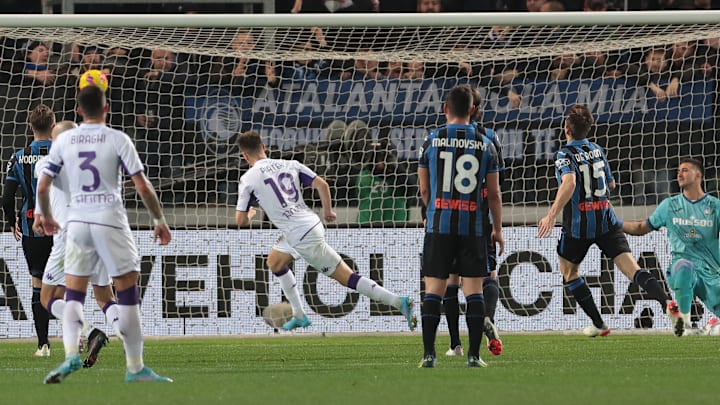 Krzysztof Piatek in gol contro l'Atalanta