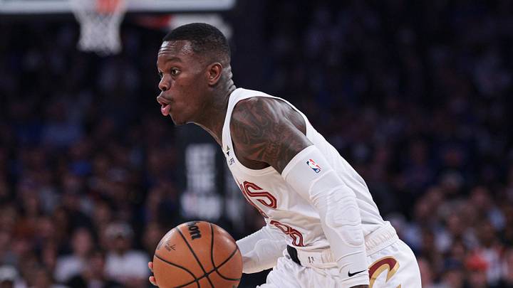 May 21, 2026; New York, New York, USA; Cleveland Cavaliers guard Dennis Schroder (8) dribbles against the New York Knicks during the second quarter of the eastern conference finals of the 2026 NBA playoffs at Madison Square Garden. Mandatory Credit: Vincent Carchietta-Imagn Images May 21, 2026; New York, New York, USA; Cleveland Cavaliers guard Dennis Schroder (8) dribbles against the New York Knicks during the second quarter of the eastern conference finals of the 2026 NBA playoffs at Madison Square Garden. Mandatory Credit: Vincent Carchietta-Imagn Images