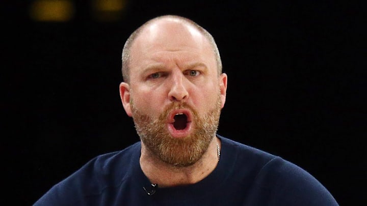 Memphis Grizzlies head coach Taylor Jenkins reacts during the second quarter against the Oklahoma City Thunder at FedExForum on March 5, 2025.