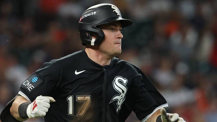 Sep 29, 2026; Houston, Texas, USA;  Chicago White Sox outfielder Sam Antonacci (17) hits a single during the second inning against the Houston Astros during game one of the Wildcard round for the 2026 MLB Playoffs at Daikin Park.  Mandatory Credit: Troy Taormina-Imagn Images