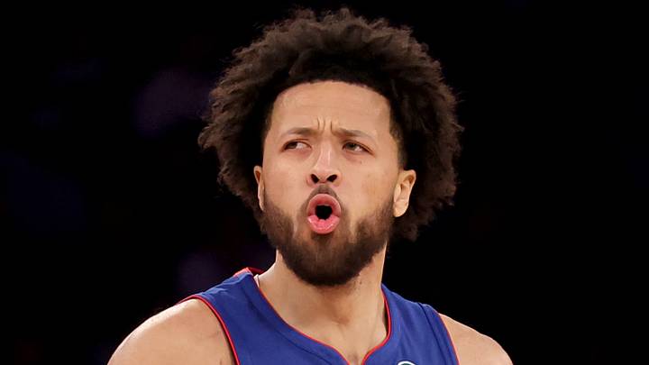 Jan 13, 2025; New York, New York, USA; Detroit Pistons guard Cade Cunningham (2) reacts during the third quarter against the New York Knicks at Madison Square Garden. Mandatory Credit: Brad Penner-Imagn Images Jan 13, 2025; New York, New York, USA; Detroit Pistons guard Cade Cunningham (2) reacts during the third quarter against the New York Knicks at Madison Square Garden. Mandatory Credit: Brad Penner-Imagn Images