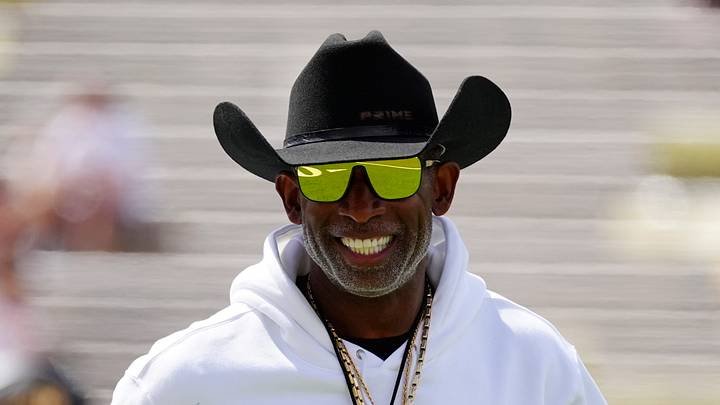Sep 12, 2026; Boulder, Colorado, USA;  Colorado Buffaloes head coach Deion Sanders before the game against Weber State at Folsom Field.  Mandatory Credit: Ron Chenoy-Imagn Images