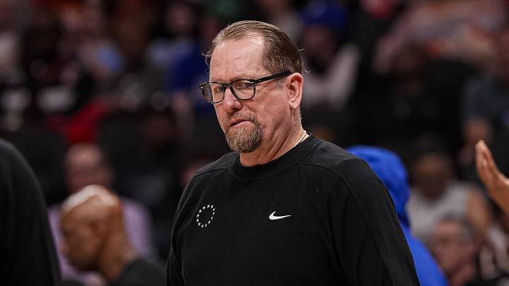Mar 7, 2026; Atlanta, Georgia, USA; Philadelphia 76ers Head Coach Nick Nurse on the sideline during the game against the Atlanta Hawks during the first half at State Farm Arena. Mandatory Credit: Dale Zanine-Imagn Images