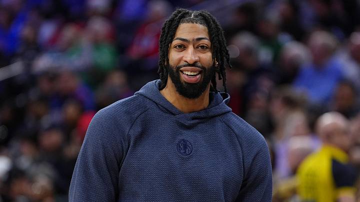 Feb 4, 2025; Philadelphia, Pennsylvania, USA; Dallas Mavericks forward Anthony Davis (3) looks on against the Philadelphia 76ers at Wells Fargo Center. Mandatory Credit: Kyle Ross-Imagn Images