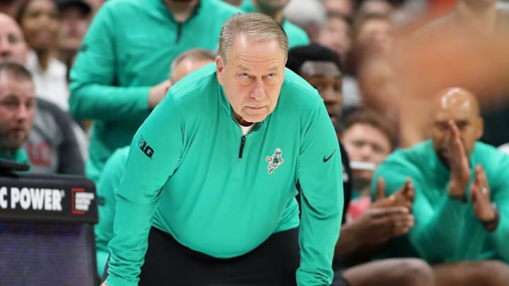 Jan 3, 2025; Columbus, Ohio, USA; Michigan State Spartans head coach Tom Izzo during the second half against the Ohio State Buckeyes at Value City Arena. Mandatory Credit: Joseph Maiorana-Imagn Images