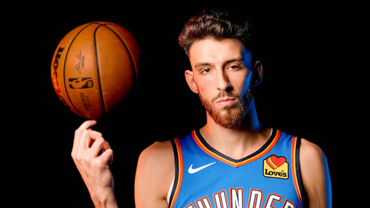 Chet Holmgren is pictured during the Thunder media day at the Paycom Center in Oklahoma City, on Monday, Sept. 30, 2024. Chet Holmgren is pictured during the Thunder media day at the Paycom Center in Oklahoma City, on Monday, Sept. 30, 2024.