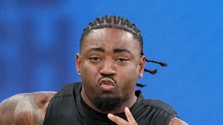 Arkansas running back Mike Washington Jr. during the NFL Scouting Combine.